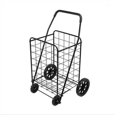 Carro de la compra plegable d'acer negre